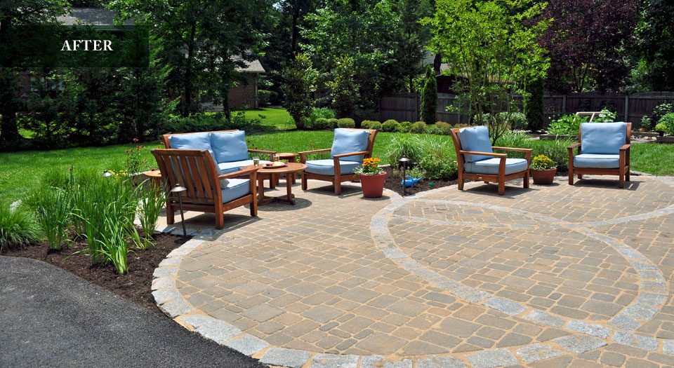 Paver patio with seating area — concrete paver installation in Wilmington