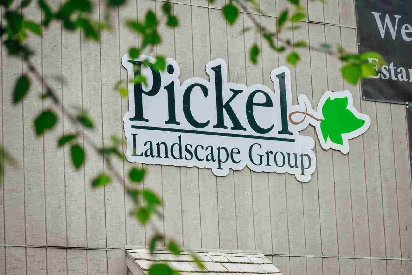 Pickel Landscape Group building sign surrounded by greenery