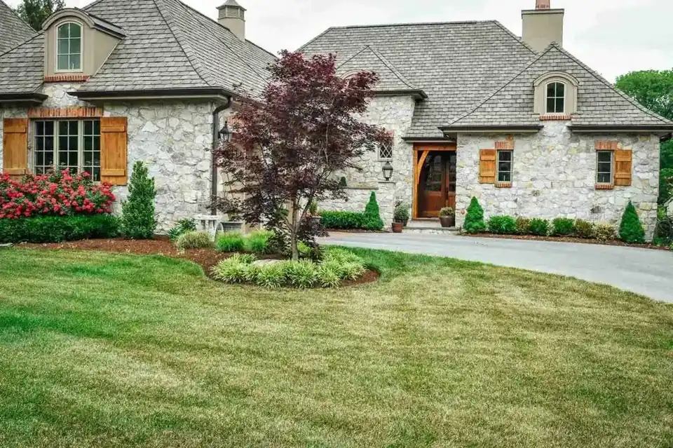 Stone home landscaping in Pennsylvania